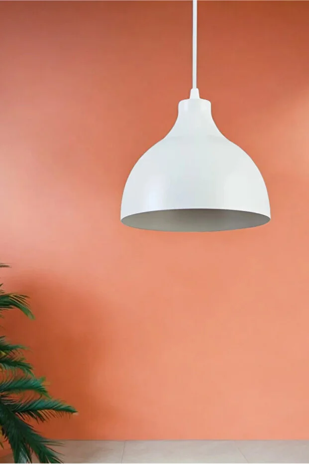 Shine Metal Tekli Beyaz Sarkıt Avize Retro Rustik Model Modern Endüstriyel Mufak Hol Ofis Cafe Avize